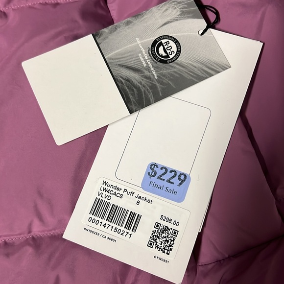 NWT Lululemon Wunder Puff Jacket velvet Dust - Picture 11 of 13
